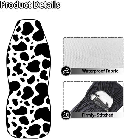Cow Print Car Seat Covers Waterproof Car Seat Covers Full Set of 2 Easy Installation Breathable Front Seat Cover Cars Accessories Suitable for Cars, SUV and Trucks