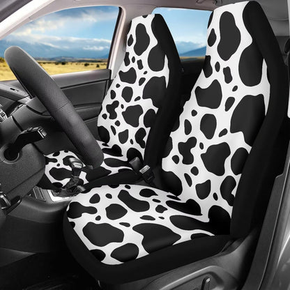 Cow Print Car Seat Covers Waterproof Car Seat Covers Full Set of 2 Easy Installation Breathable Front Seat Cover Cars Accessories Suitable for Cars, SUV and Trucks