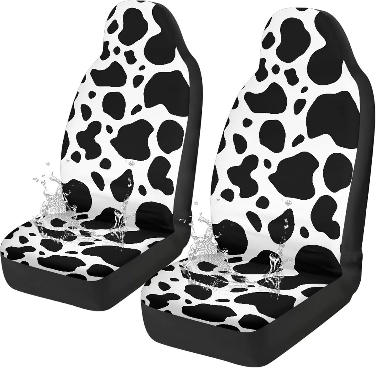 Cow Print Car Seat Covers Waterproof Car Seat Covers Full Set of 2 Easy Installation Breathable Front Seat Cover Cars Accessories Suitable for Cars, SUV and Trucks